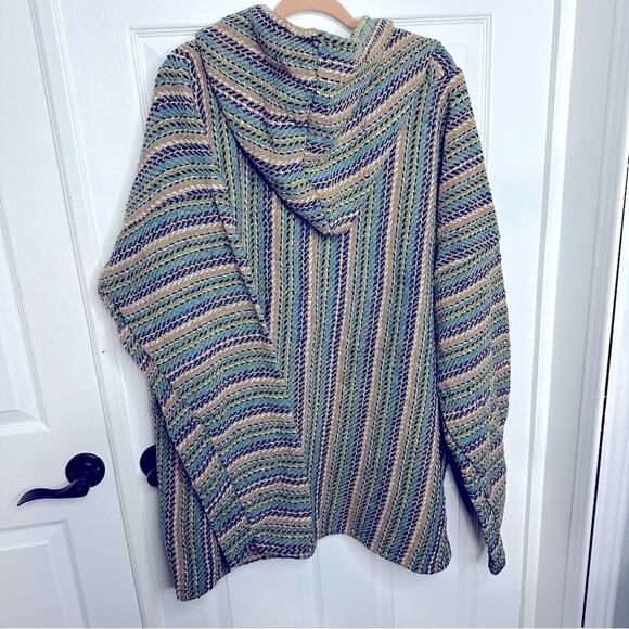 EL PASO SADDLE BLANKET CO XXL Baja Hoodie Mexican Pullover Surfer Hippie Sweater - Picture 4 of 7